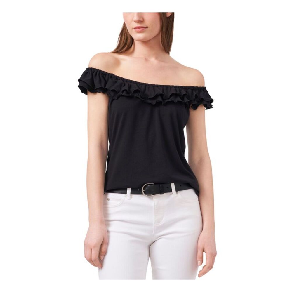 RILEY&RAE Womens Top Stretch Ruffled Flutter Sleeve Off Shoulder